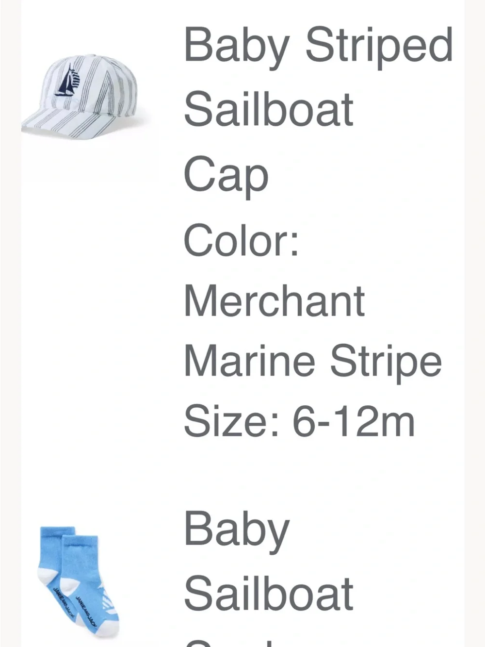 Sailboat Merchant Marine stripes size 6 to 12 months NWT, Jamie and Jack